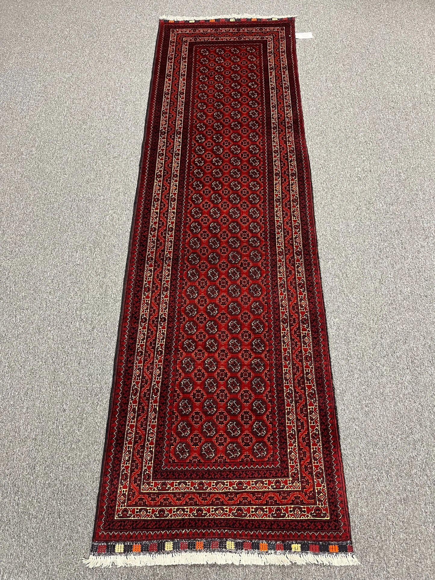 Red Runner 3X9 Tribal Turkmen Handmade Wool Rug # 13483