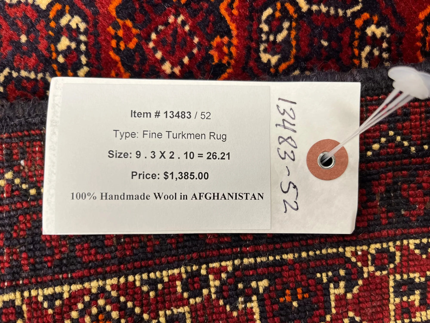 Red Runner 3X9 Tribal Turkmen Handmade Wool Rug # 13483
