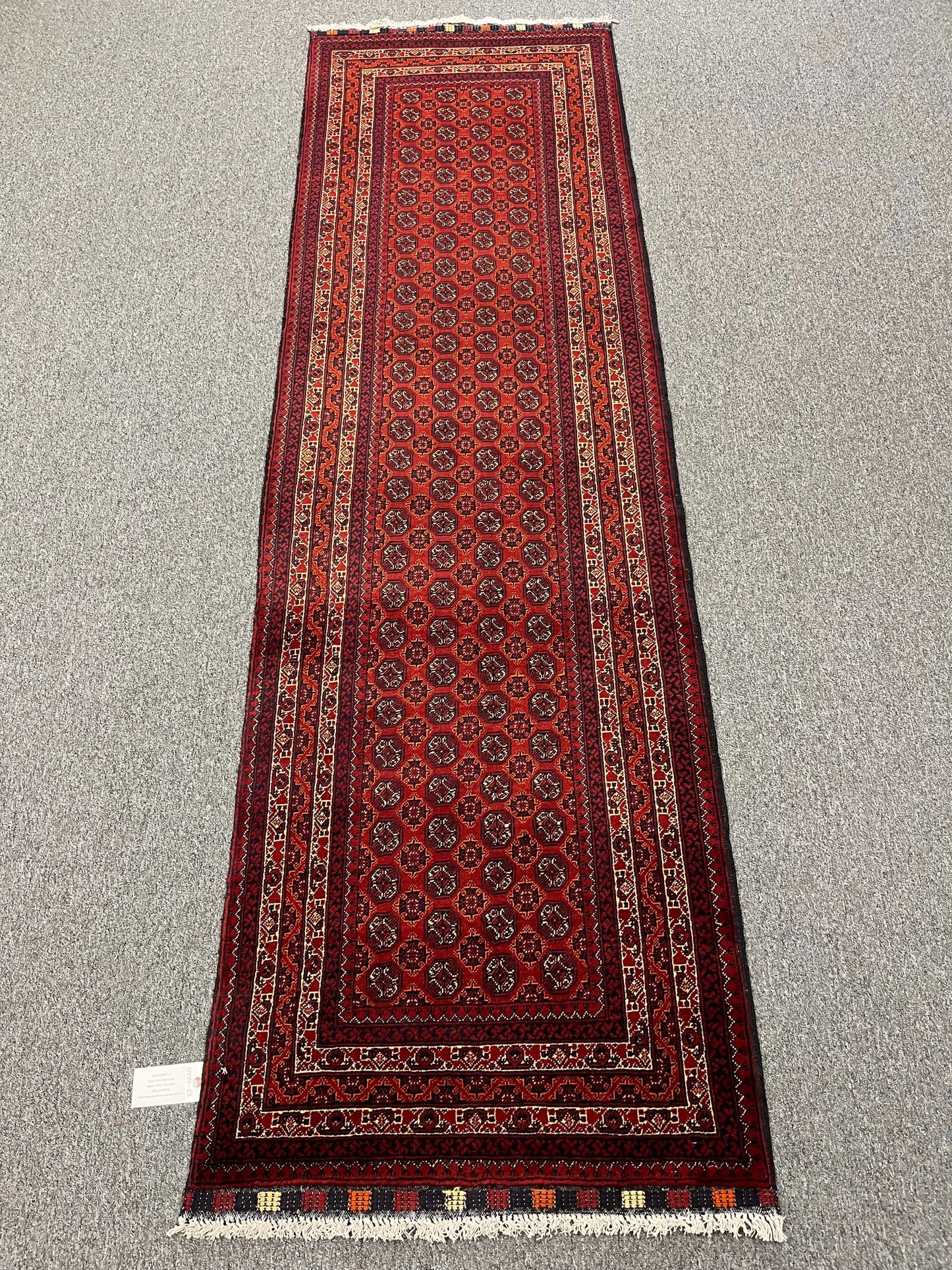 Red Runner 3X9 Tribal Turkmen Handmade Wool Rug # 13483