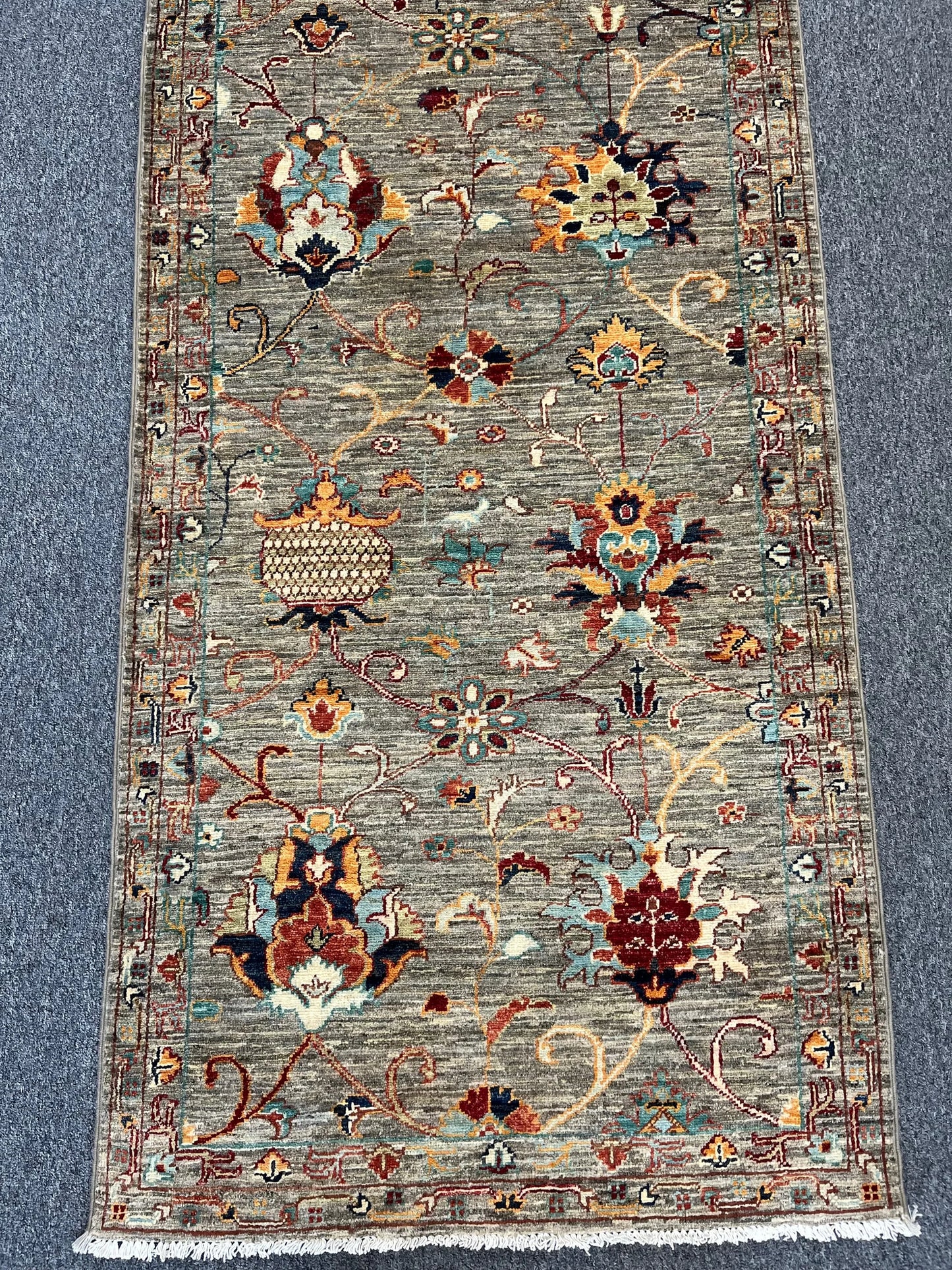 Gray Runner 2' 9"X27' Mahal Handmade Wool Rug # 13471