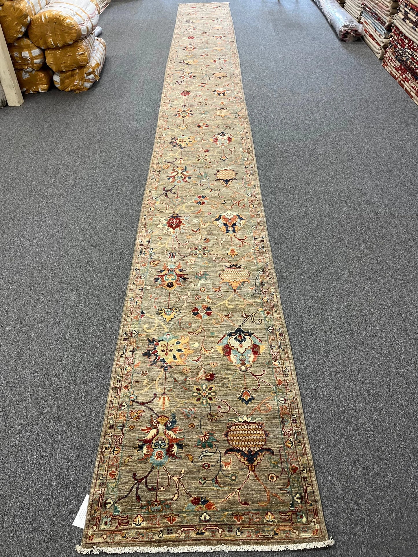 Gray Runner 2' 9"X27' Mahal Handmade Wool Rug # 13471