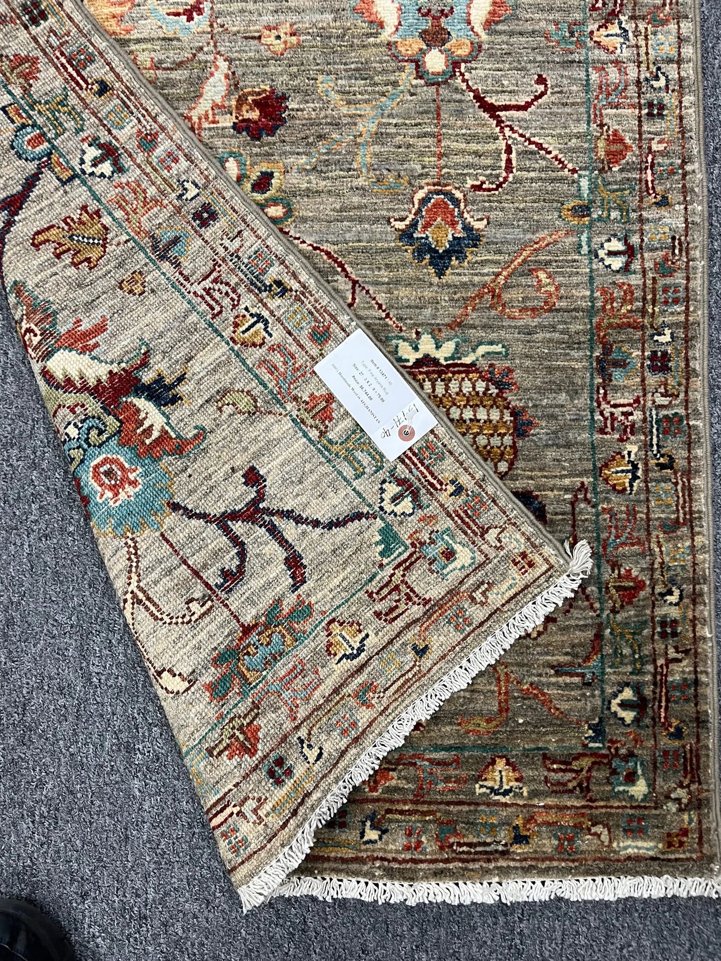 Gray Runner 2' 9"X27' Mahal Handmade Wool Rug # 13471