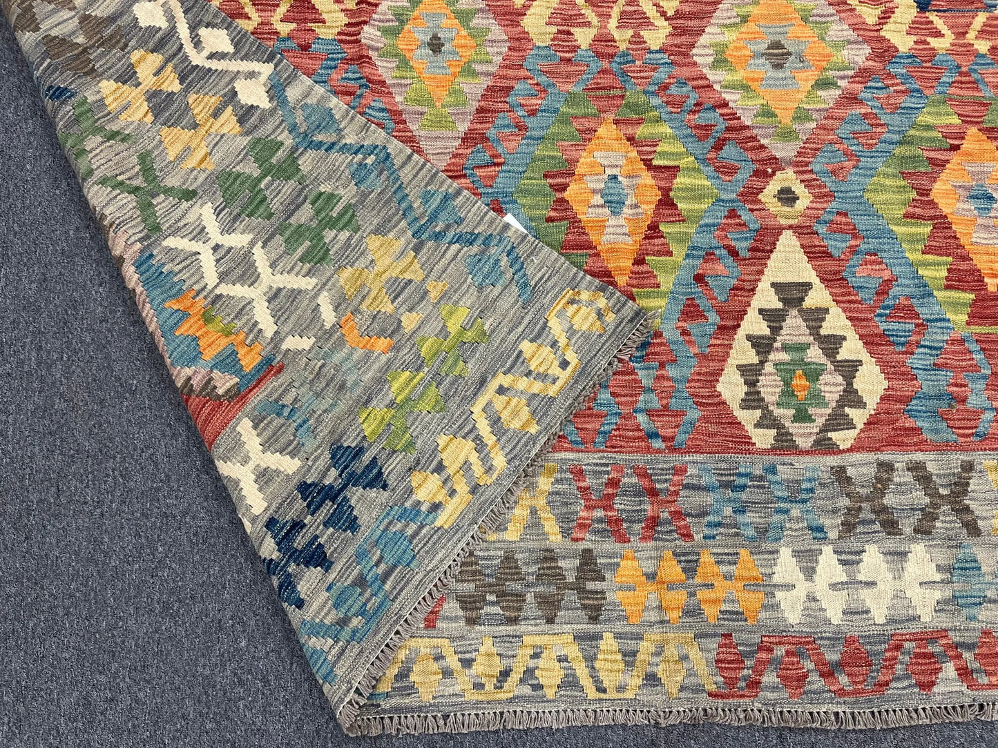 Kilim 8X10 Flatweave Reversible Multicolor Wool Rug # 13550