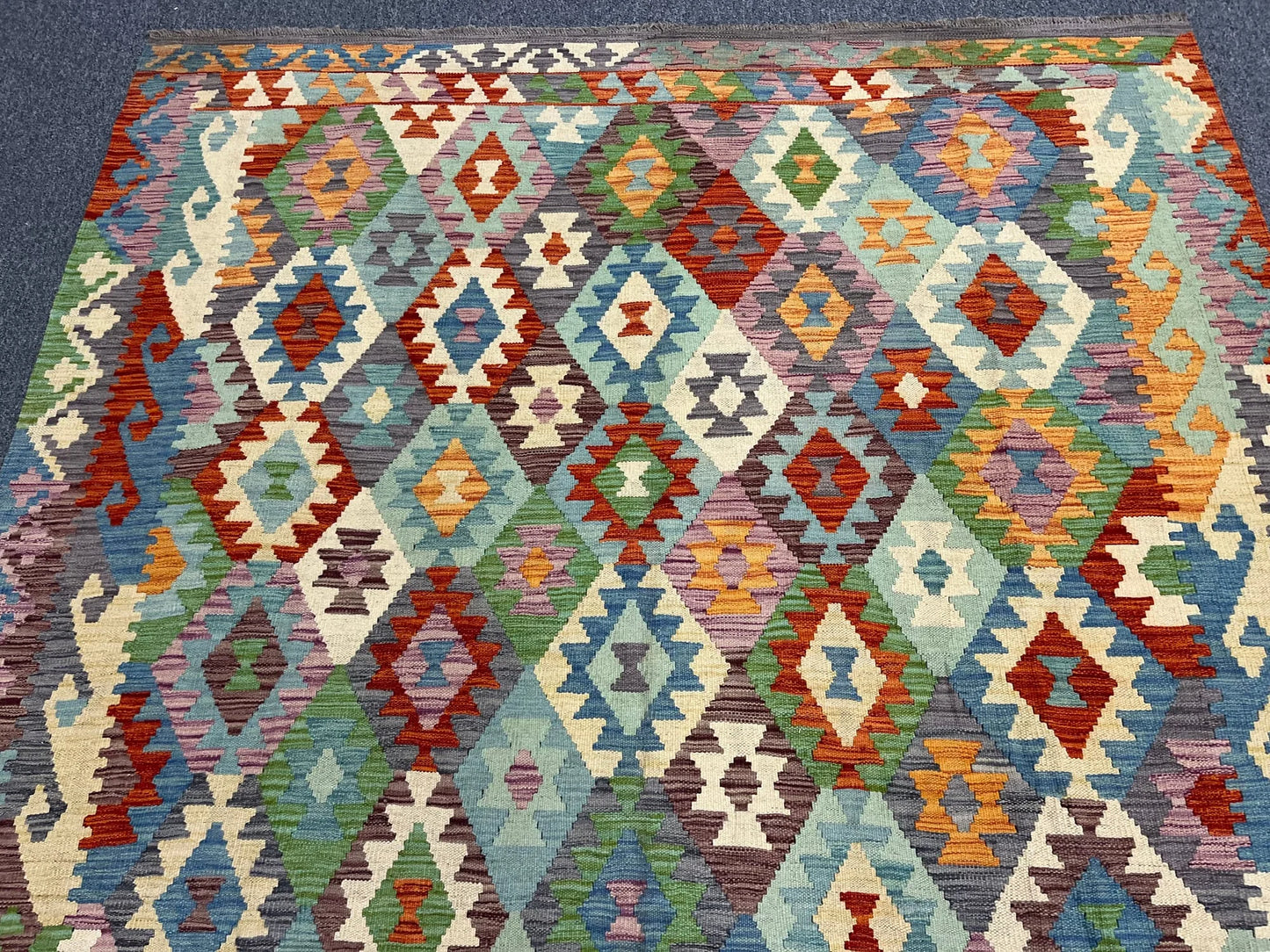 Kilim Flatweave 7X10 Reversible Multicolor Wool Rug # 13573