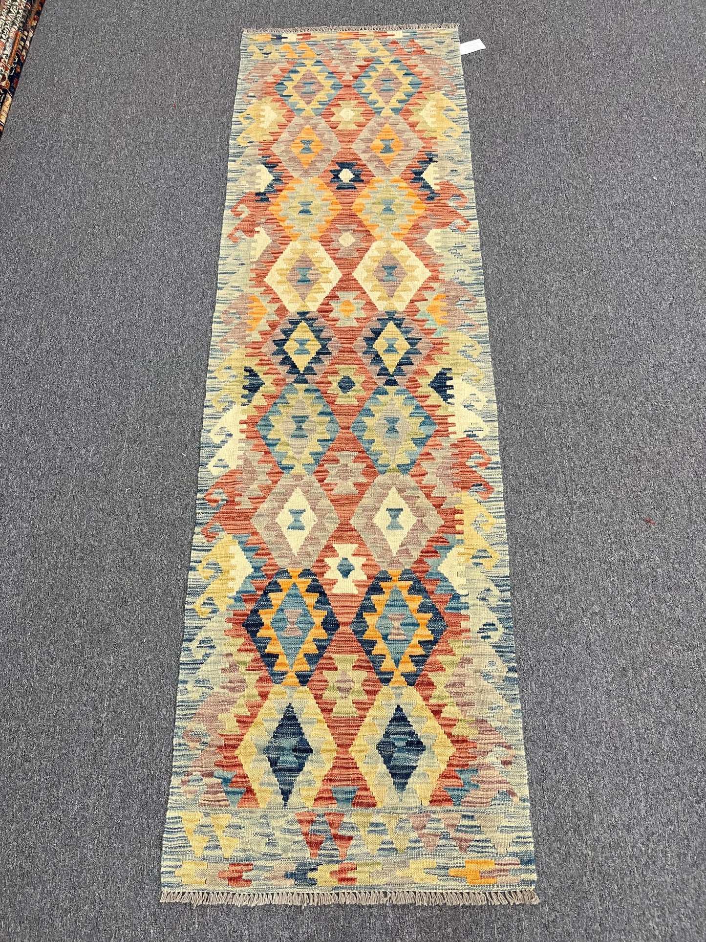 Flatweave Reversible Kilim 2' 6"X9' Multicolor Wool Rug # 13544