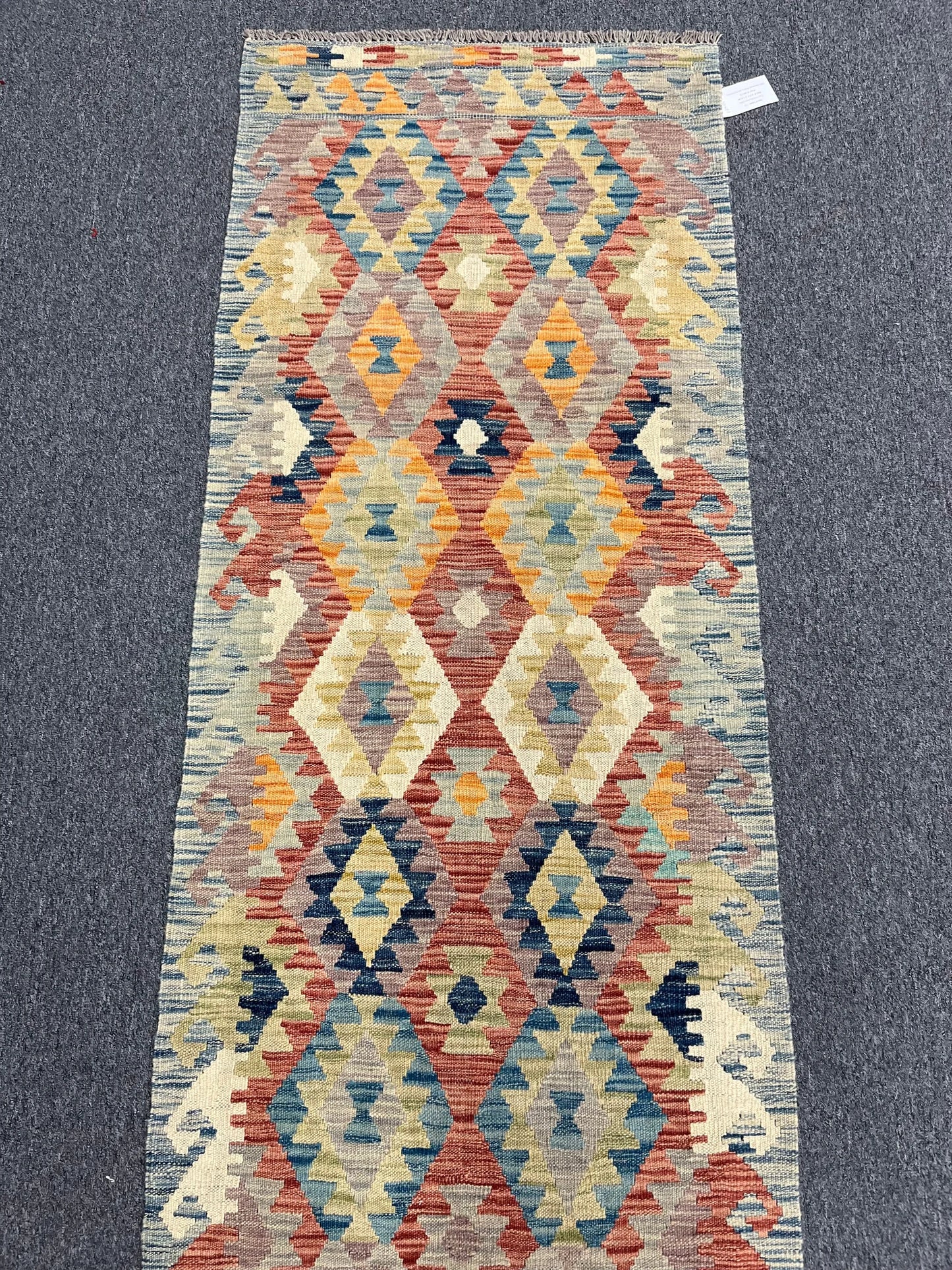 Flatweave Reversible Kilim 2' 6"X9' Multicolor Wool Rug # 13544