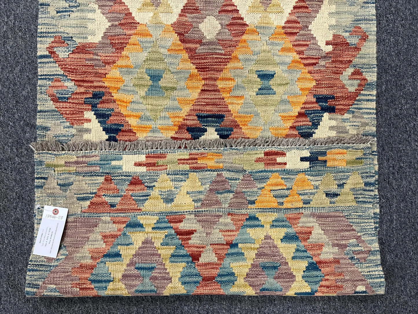 Flatweave Reversible Kilim 2' 6"X9' Multicolor Wool Rug # 13544