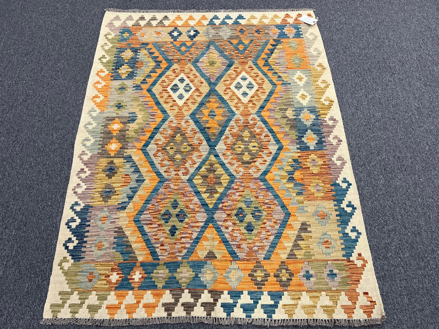 Kilim 4X6 Flat Weave Reversible Multicolor Wool Rug # 13502