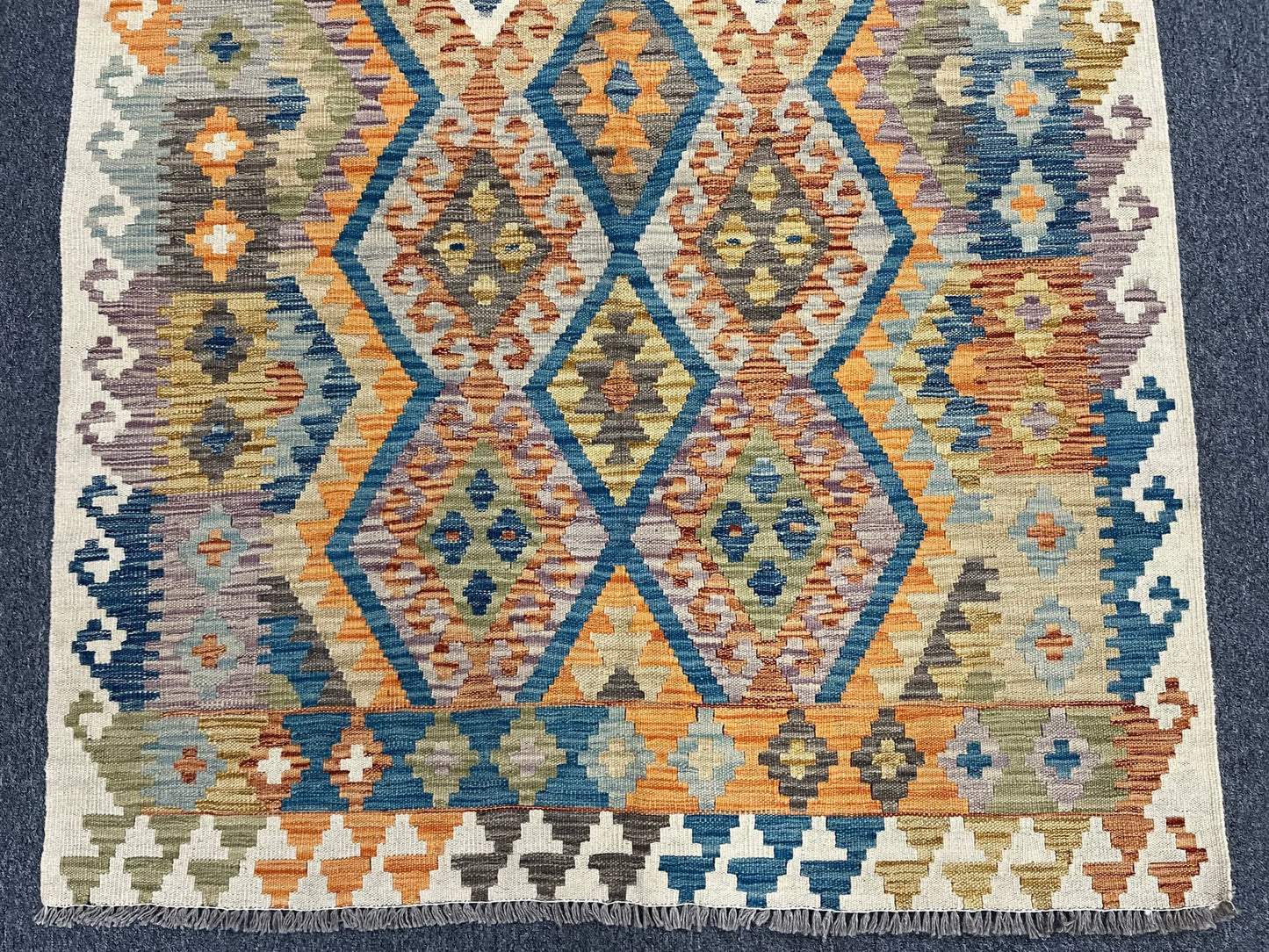 Kilim 4X6 Flat Weave Reversible Multicolor Wool Rug # 13502