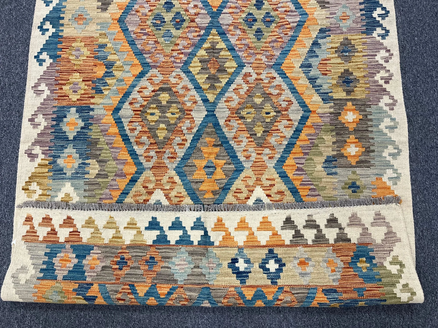 Kilim 4X6 Flat Weave Reversible Multicolor Wool Rug # 13502