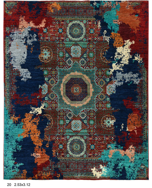 8X10 Mamluk Multicolor Handmade Wool Rug # 14715