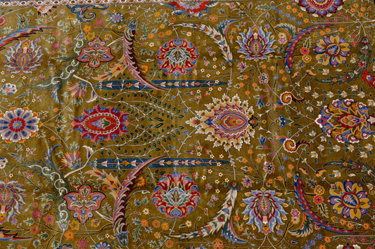 5X8 Silk Handloom Brown Multicolor Rug # 14753
