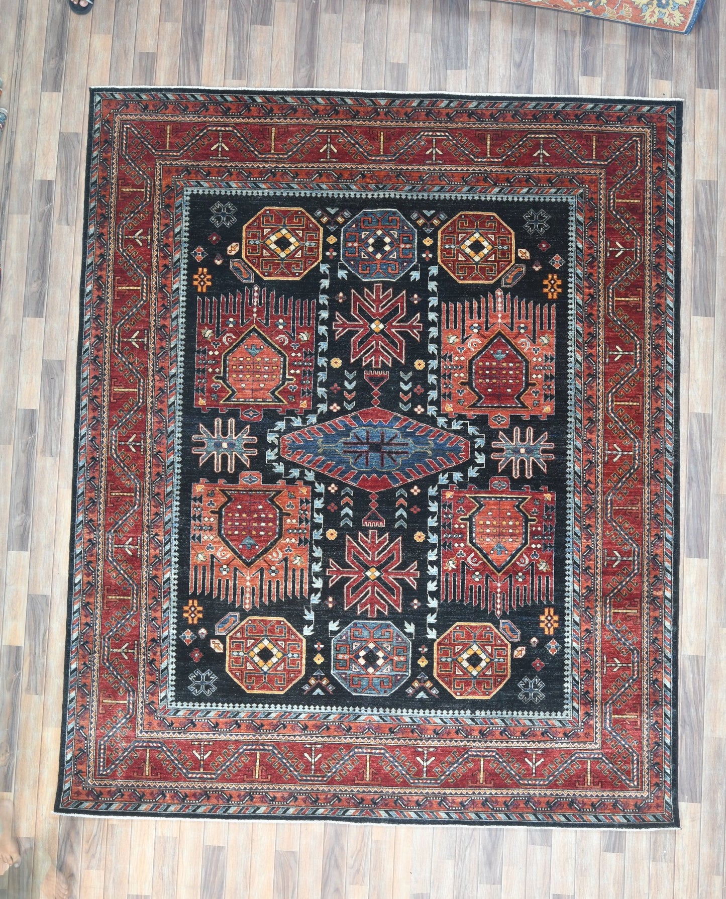 8X10 Afghan Sina Navy Handmade Wool Rug # 14627