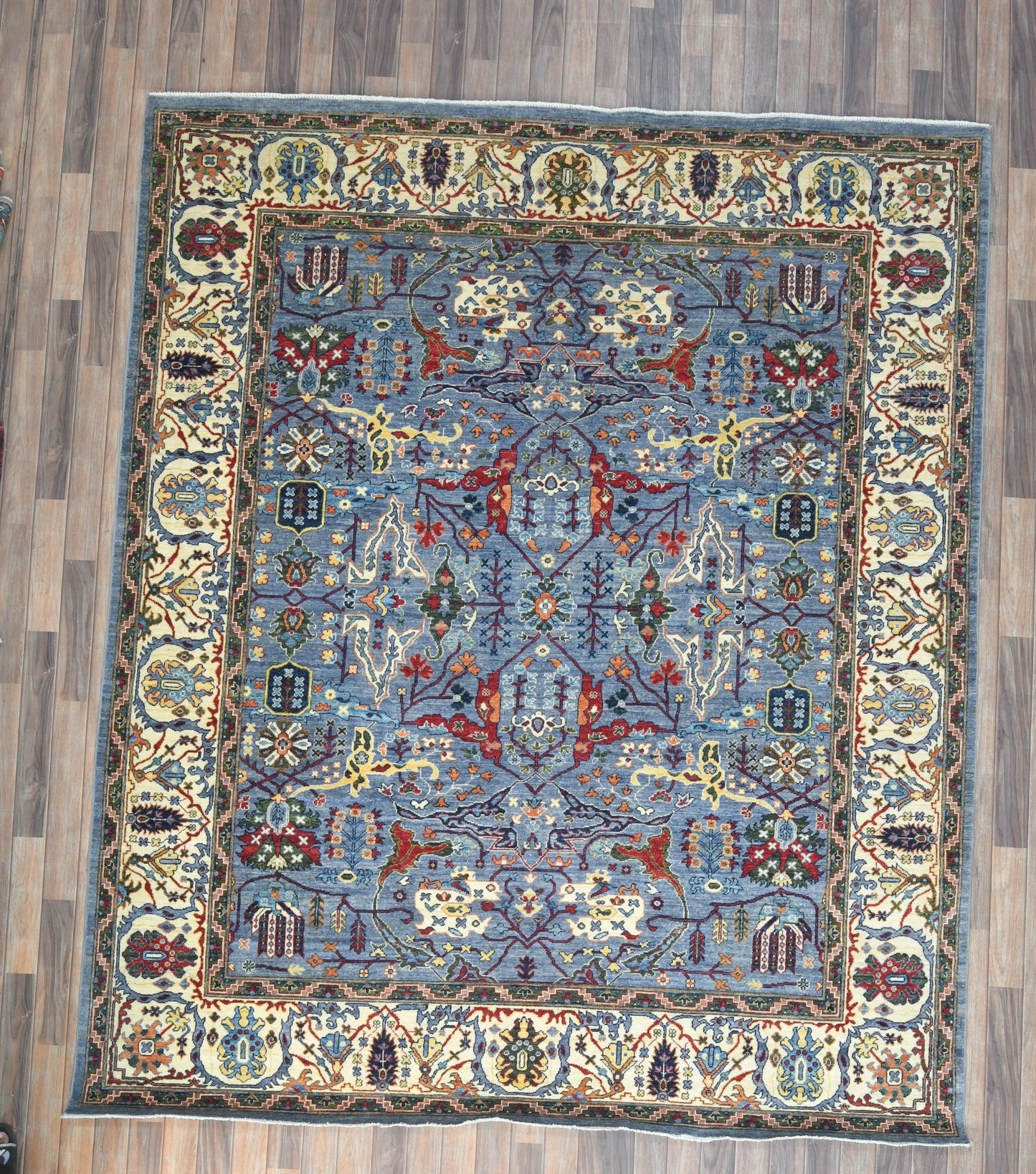 8X10 Afghan Bijer Silver Handmade Wool Rug # 14633
