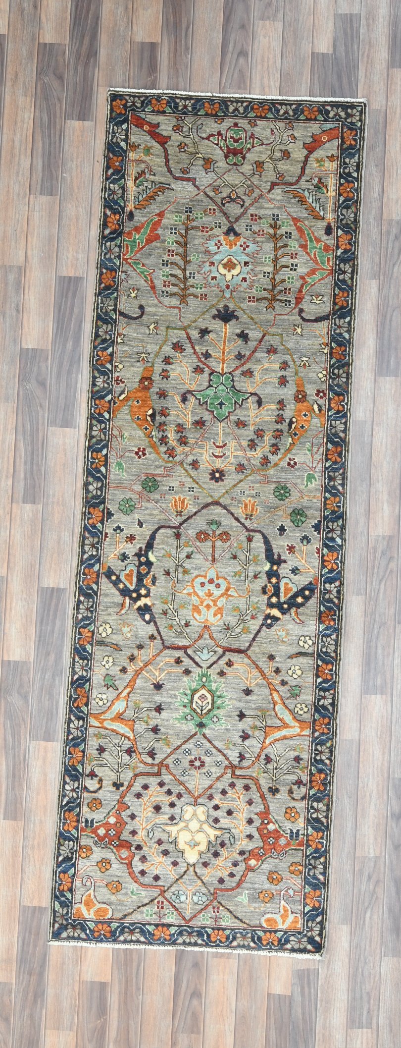 2' 9"X 9' Afghan Bijer Handmade Wool Runner Rug # 14644