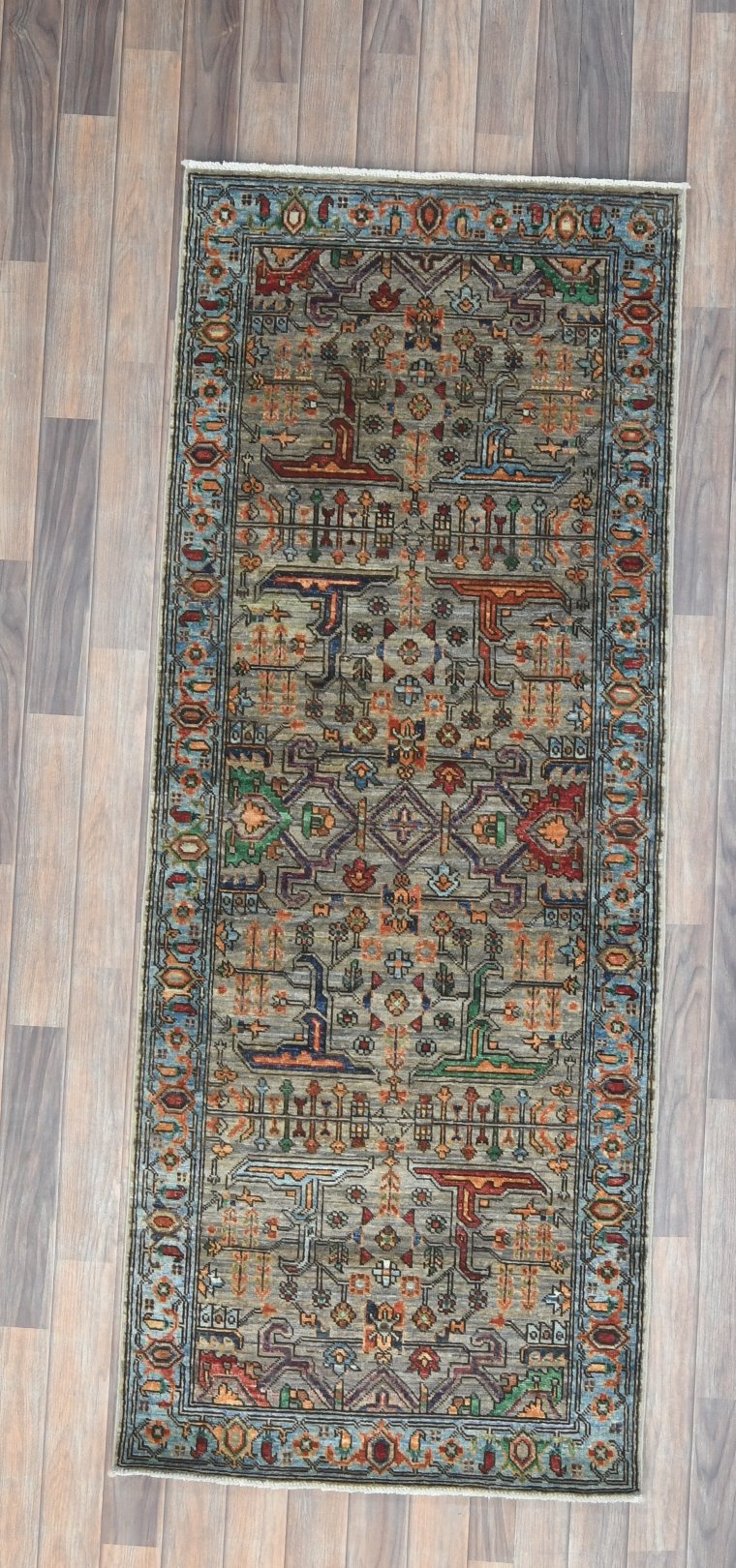 2' 9"X 7' Afghan Serapi Handmade Wool Runner Rug # 14647
