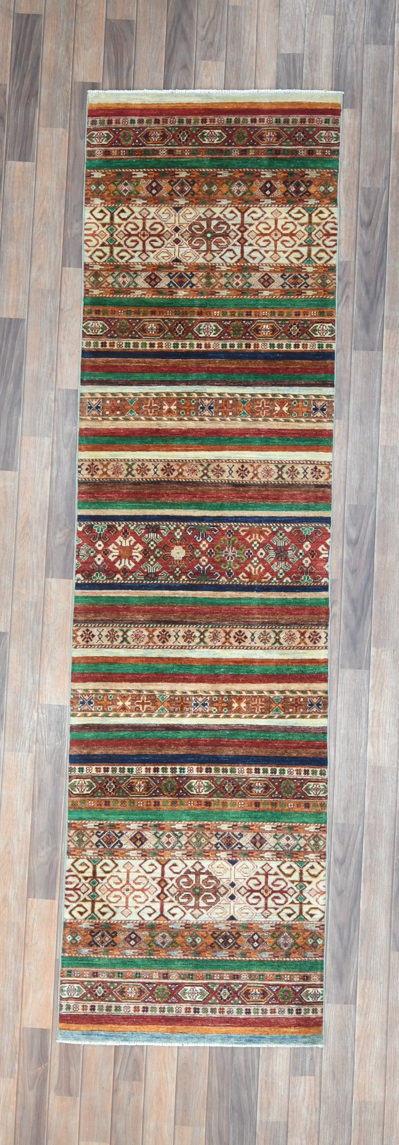 2' 7"X10 Afghan Khurjin Handmade Wool Runner Rug # 14650