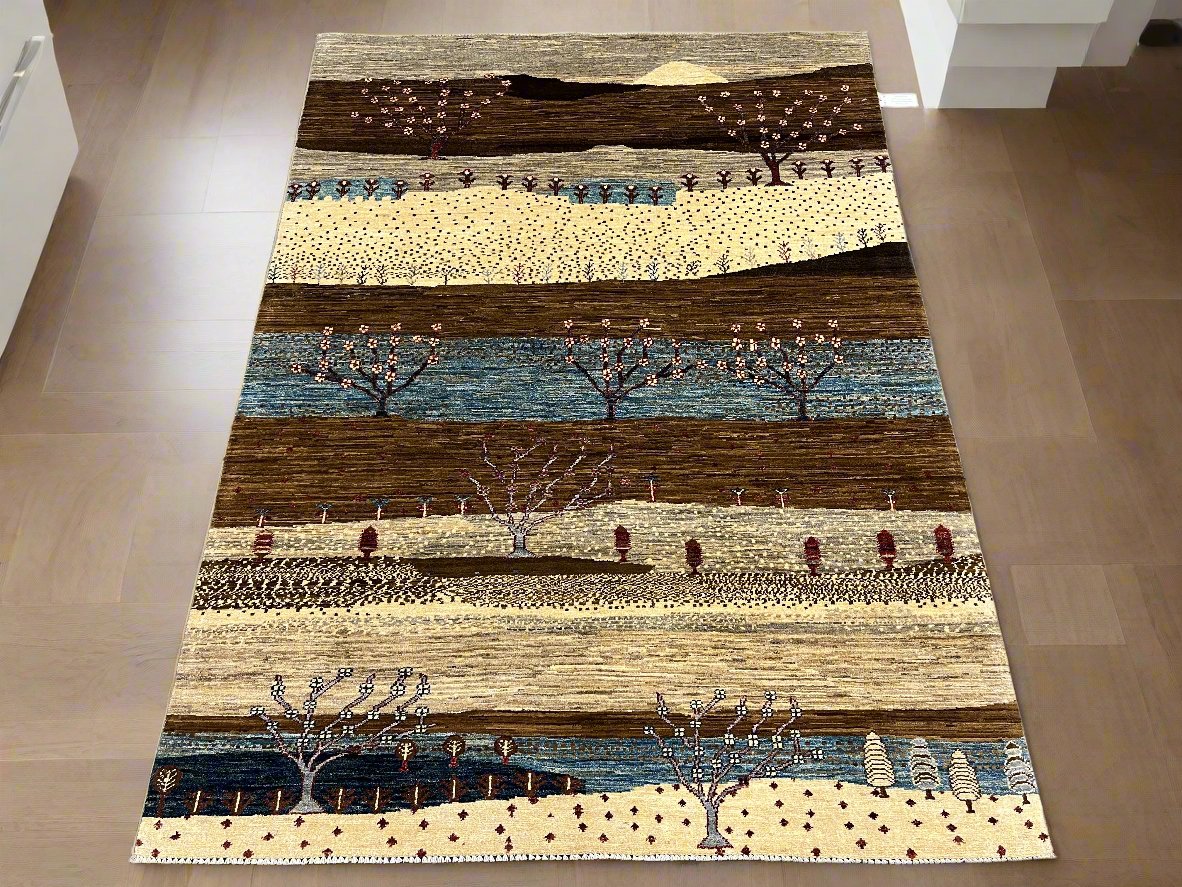 5X7 Gabbeh Loribaft Handmade Wool Tribal Rug # 14412