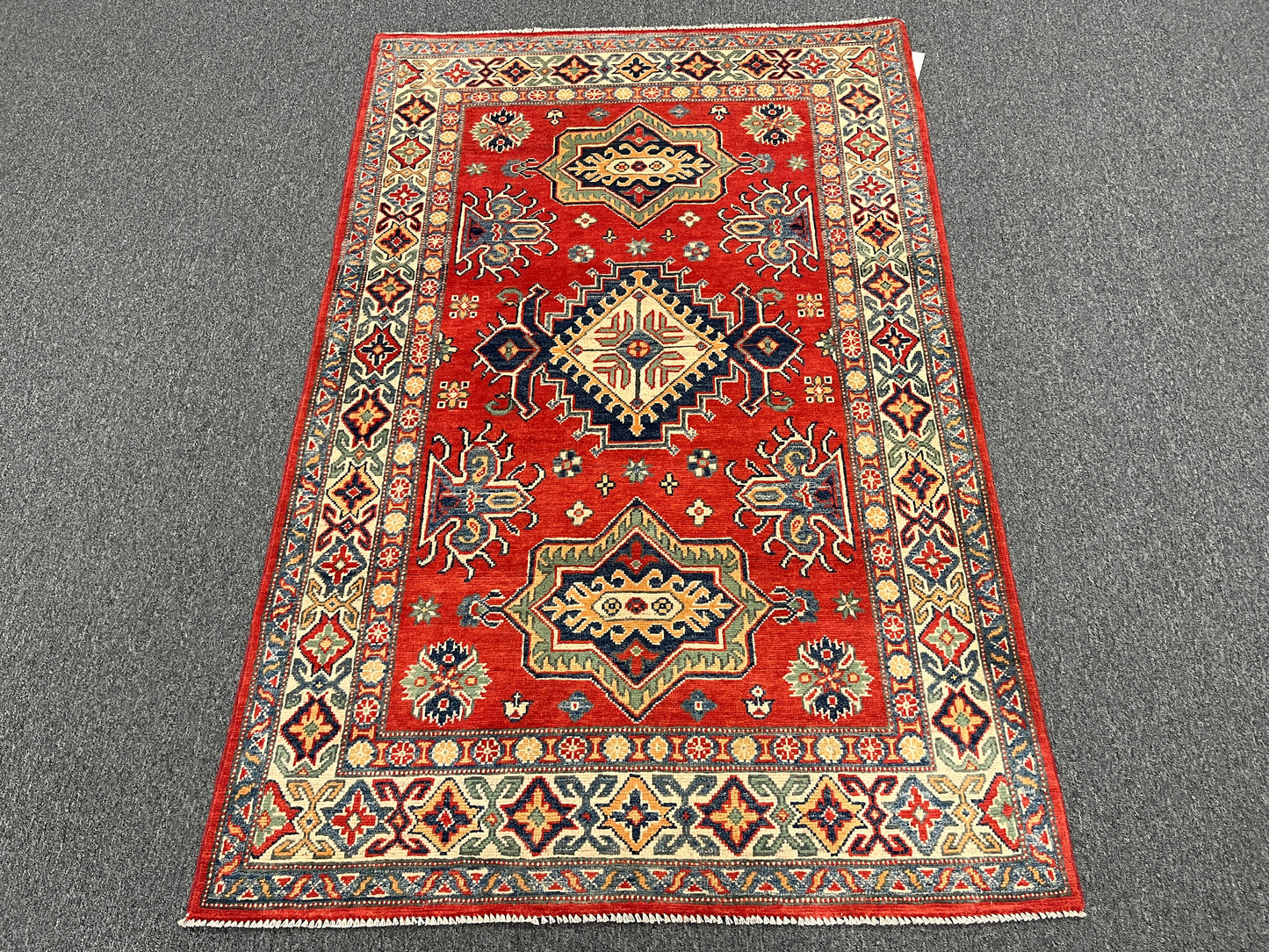 4X6 Red/Rust Kazak Wool Handmade Rug # 14459