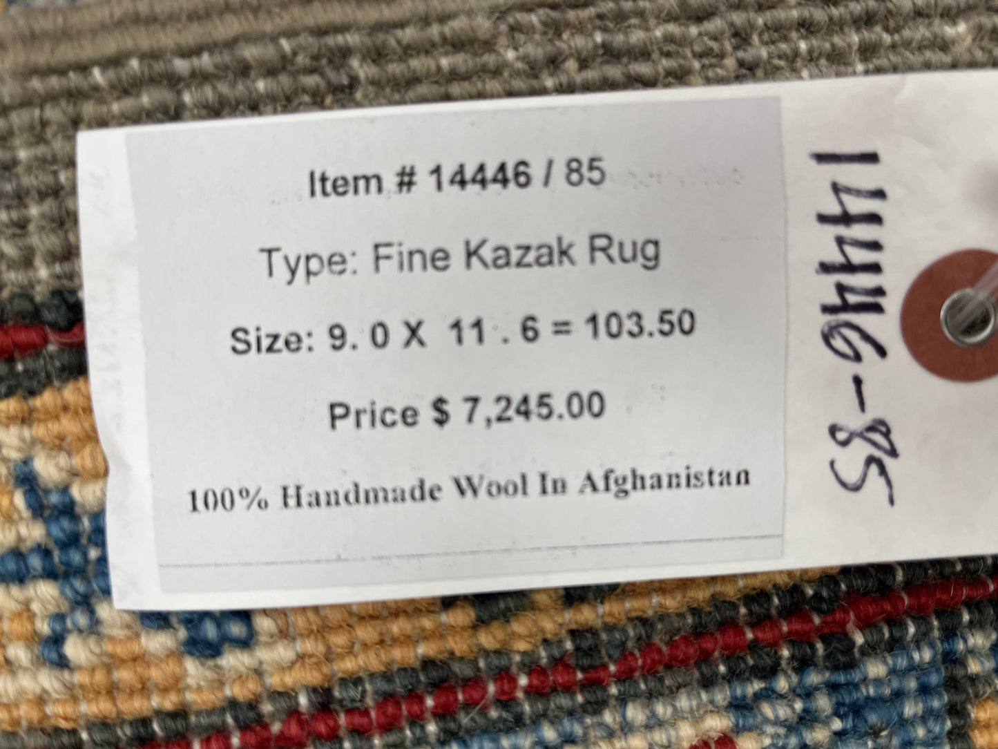 Grey 9X12 kazak hand knotted wool rug # 14446