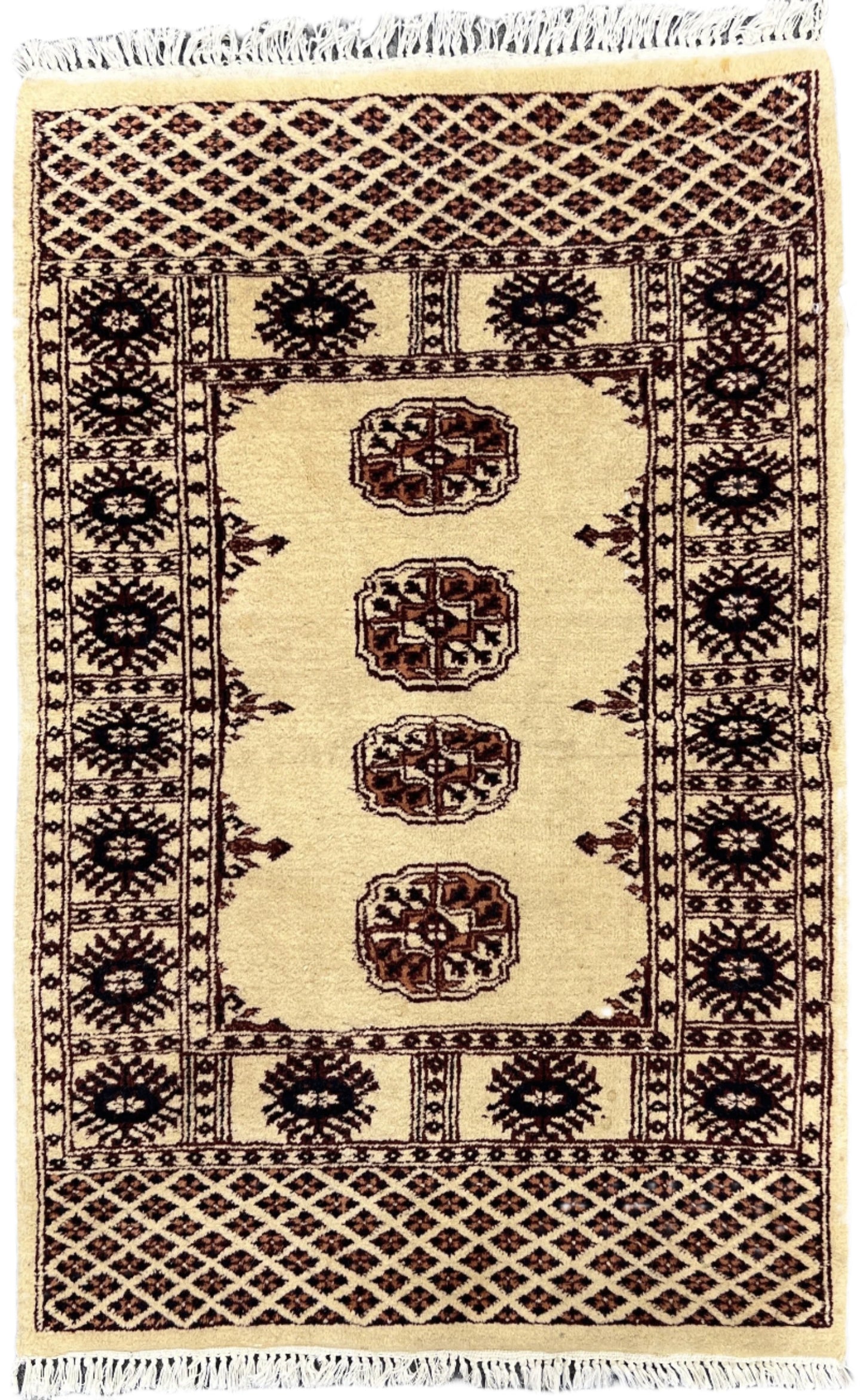 Geometric Bokhara 3X4 Handmade Wool Rug # 1-4
