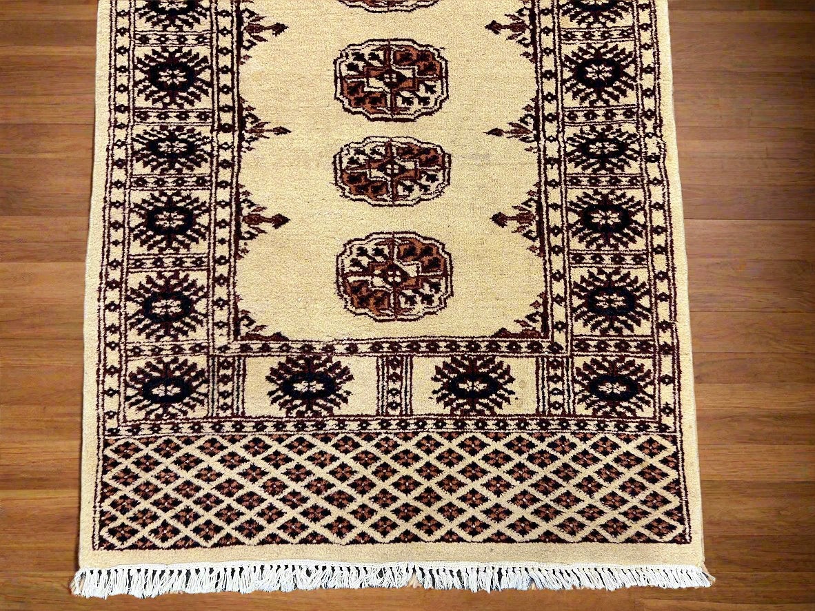 Geometric Bokhara 3X4 Handmade Wool Rug # 1-4