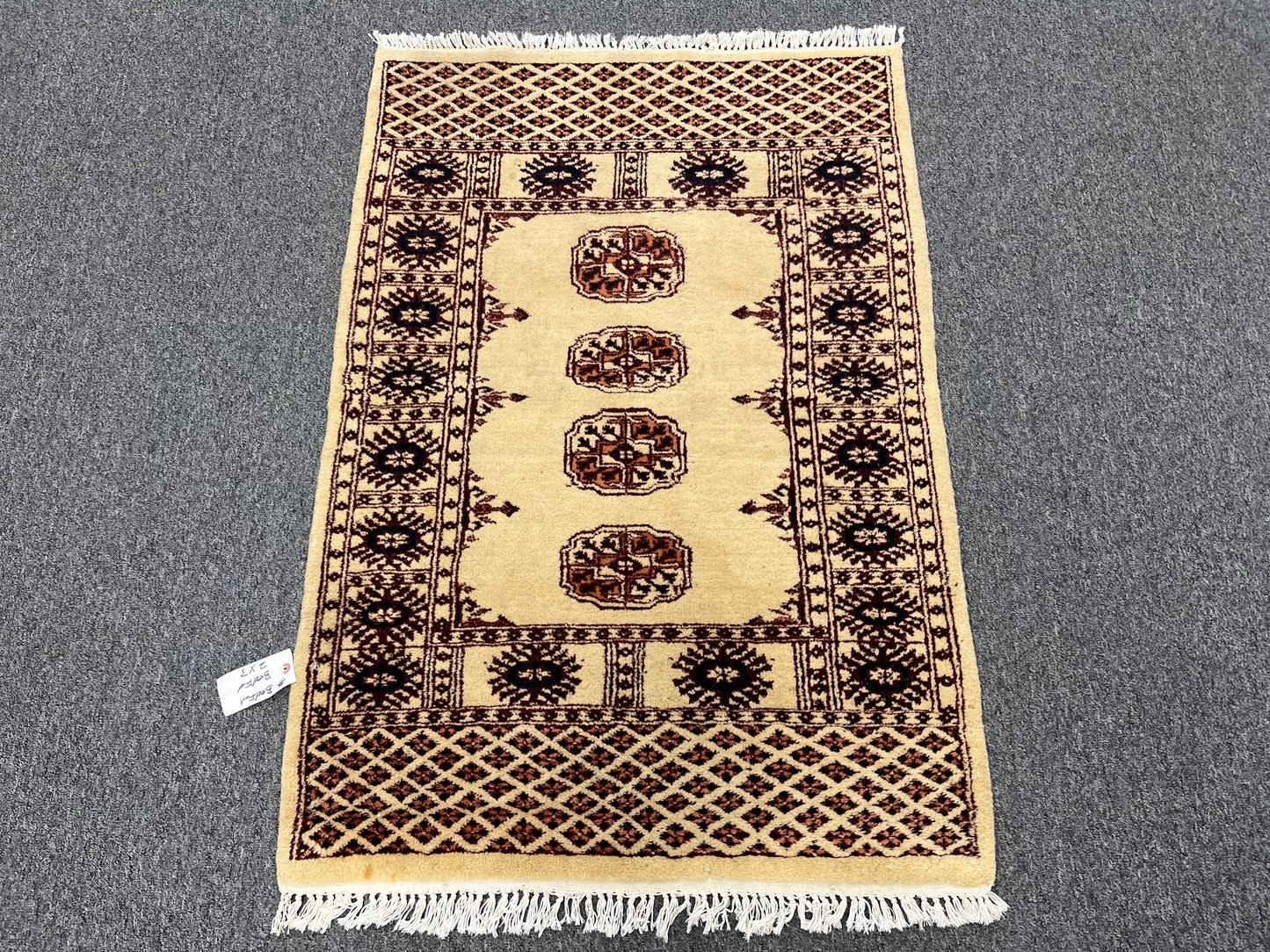 Geometric Bokhara 3X4 Handmade Wool Rug # 1-4