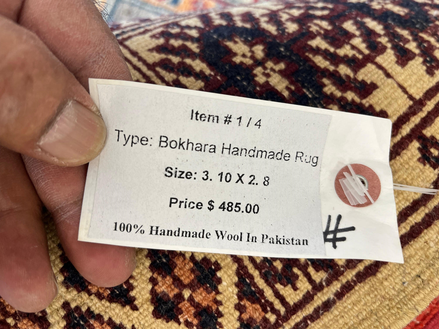 Geometric Bokhara 3X4 Handmade Wool Rug # 1-4