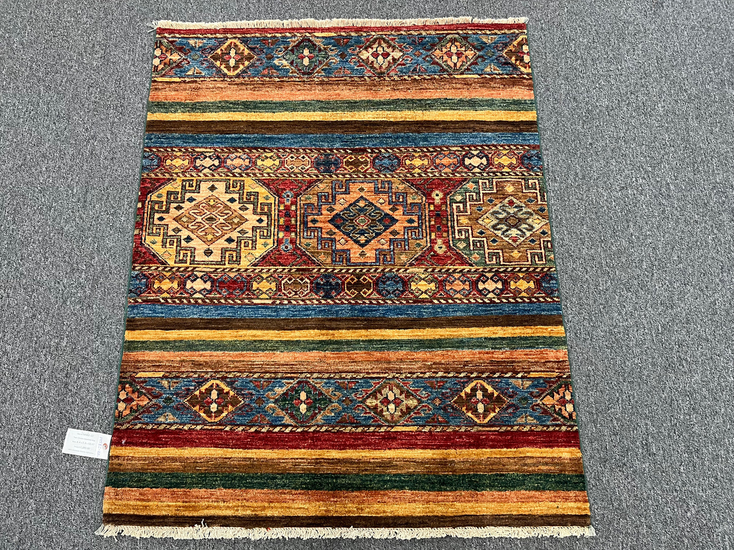 Multicolor Khorjin 3X5 Handmade Wool Rug # 14582
