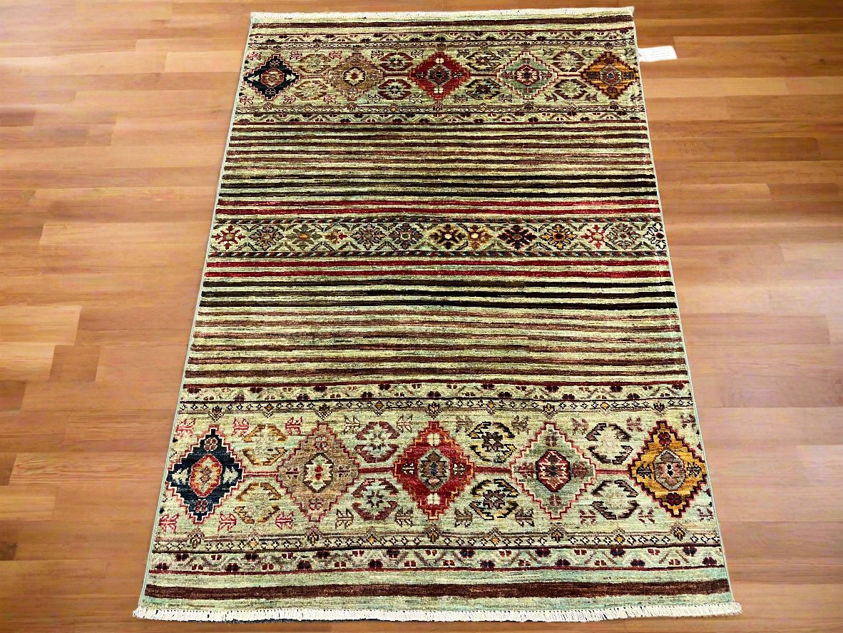 Multicolor Khorjin 3X5 Handmade Wool Rug # 14581