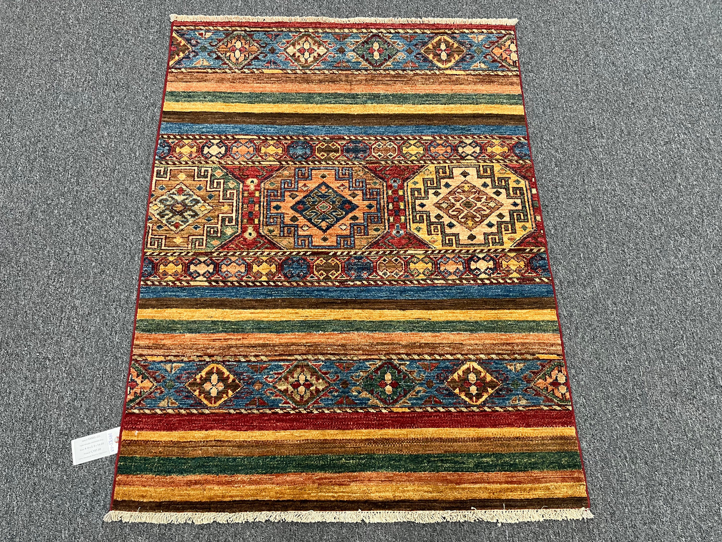Multicolor Khorjin 3X5 Handmade Wool Rug # 14583