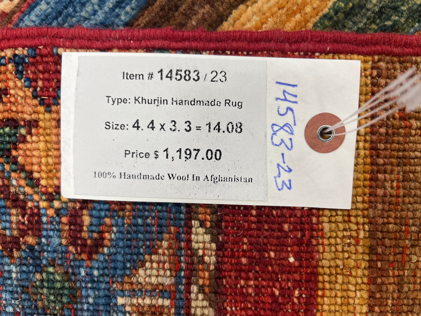 Multicolor Khorjin 3X5 Handmade Wool Rug # 14583