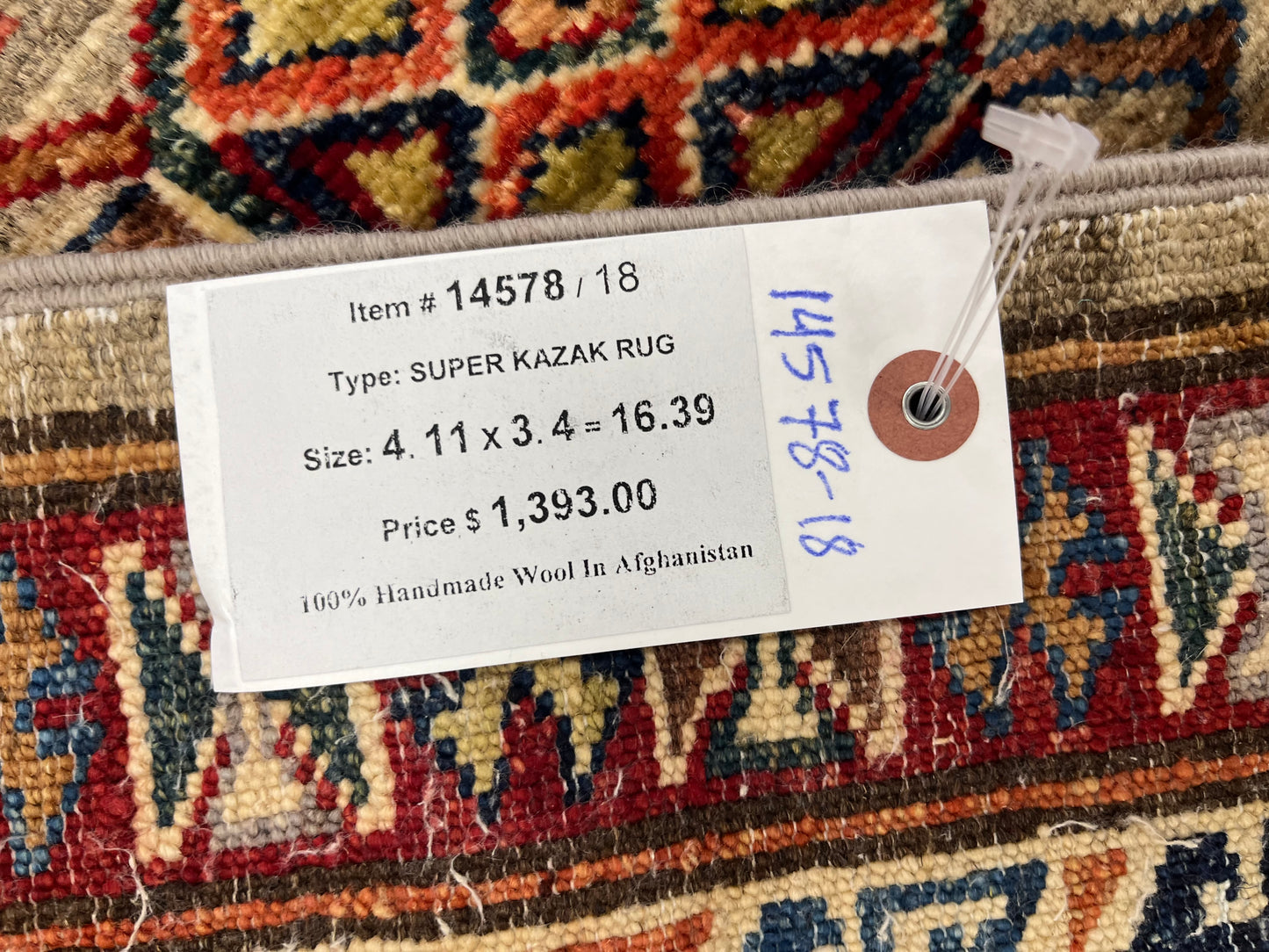 Super Kazak 3X5 Handmade Wool Rug # 14578