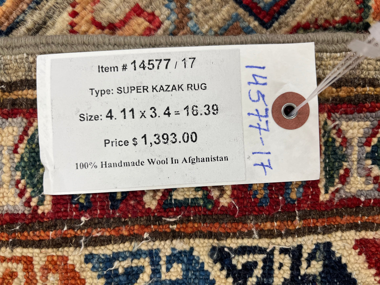 Super Kazak 3X5 Handmade Wool Rug # 14577