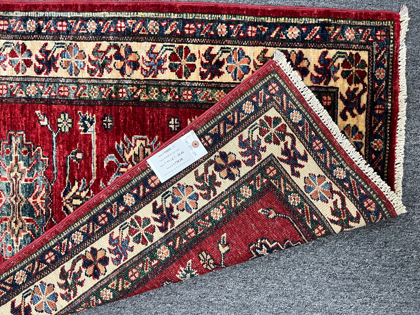 Super Kazak Runner 2' 6"X8' Handmade Wool Rug # 14585