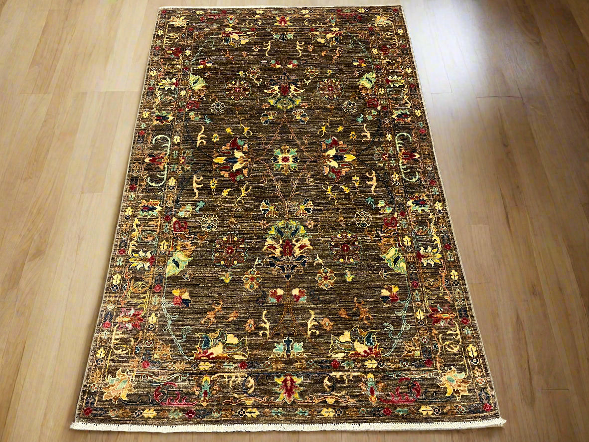 Gray Mohal 4X6 Handmade Wool Rug # 14594