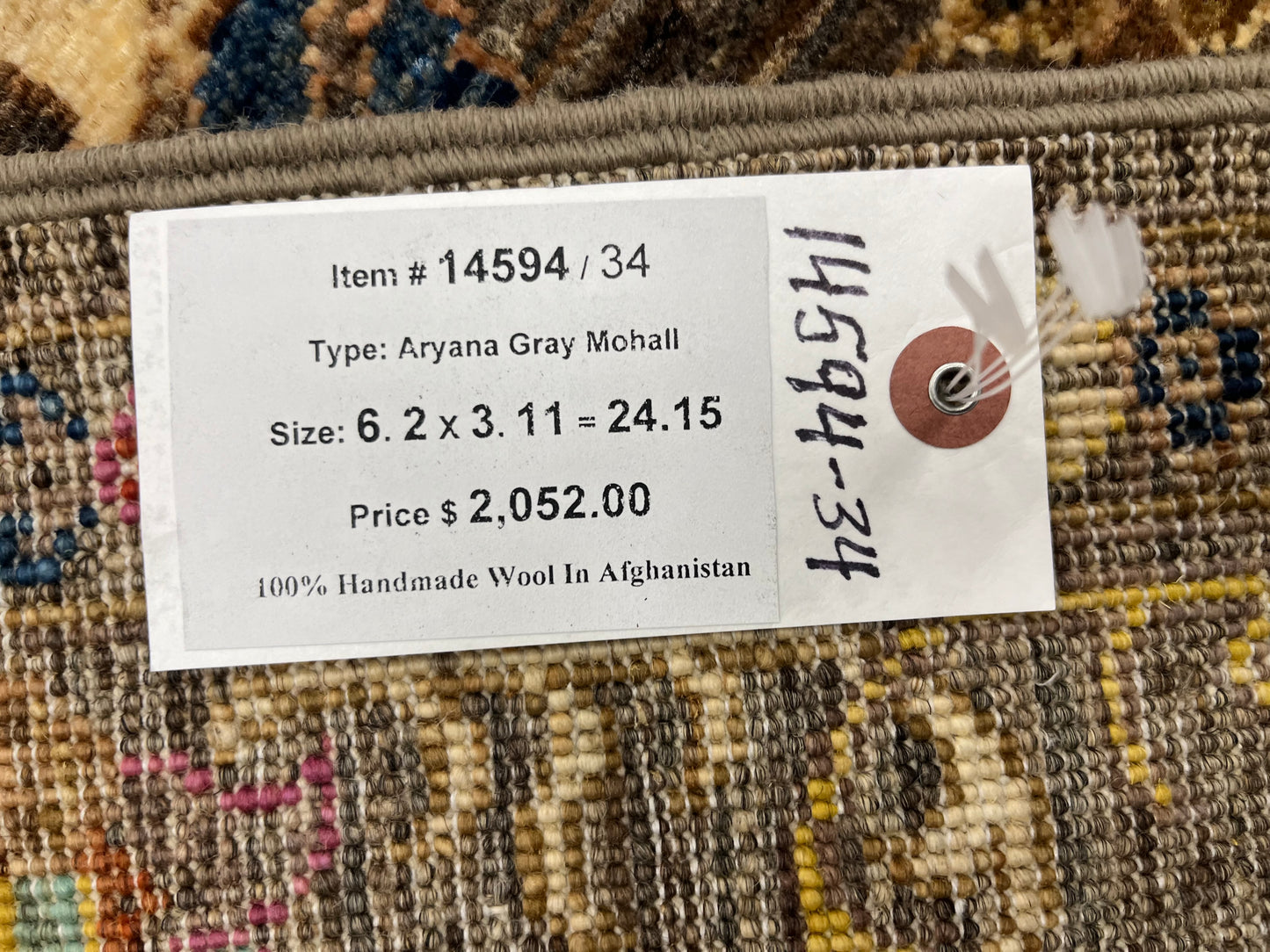 Gray Mohal 4X6 Handmade Wool Rug # 14594