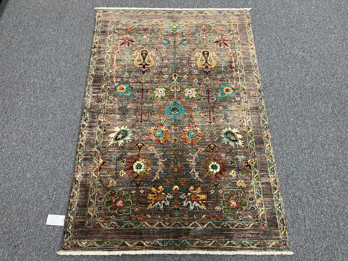Gray Mohal 4X6 Handmade Wool Rug # 14592