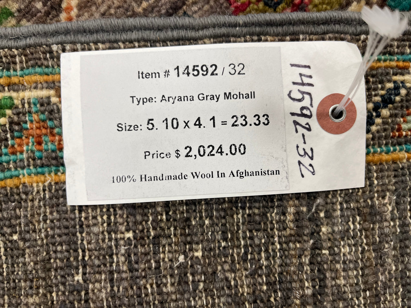 Gray Mohal 4X6 Handmade Wool Rug # 14592