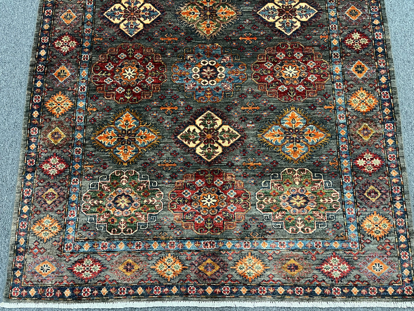 Silver Super Kazak 5X7 Handmade Wool Rug # 14591