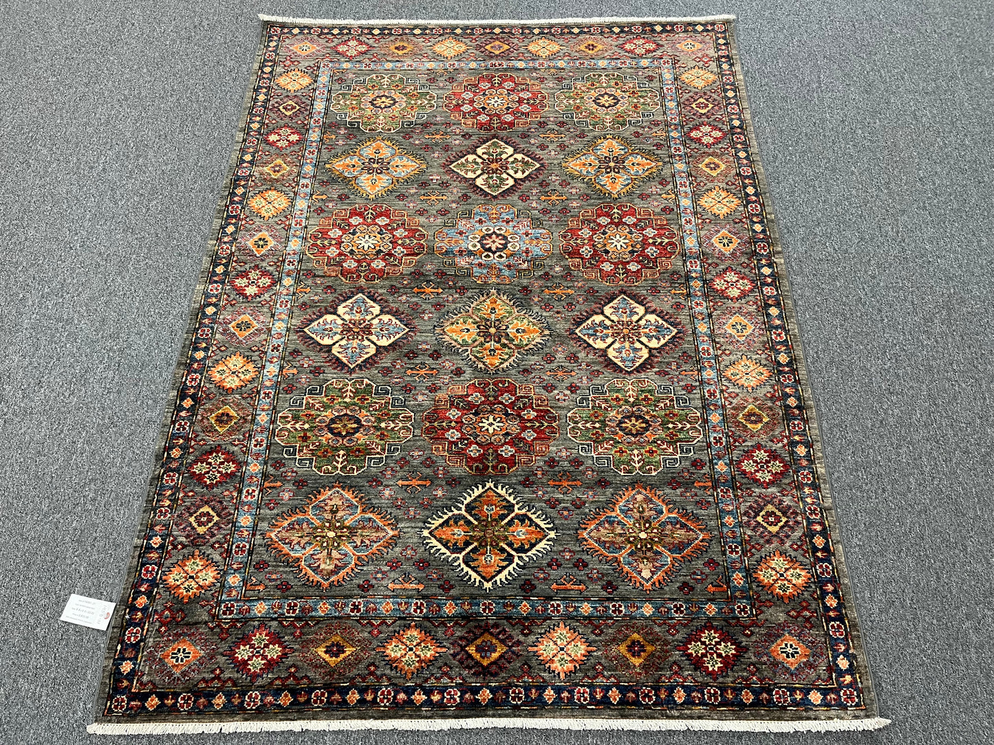 Silver Super Kazak 5X7 Handmade Wool Rug # 14591