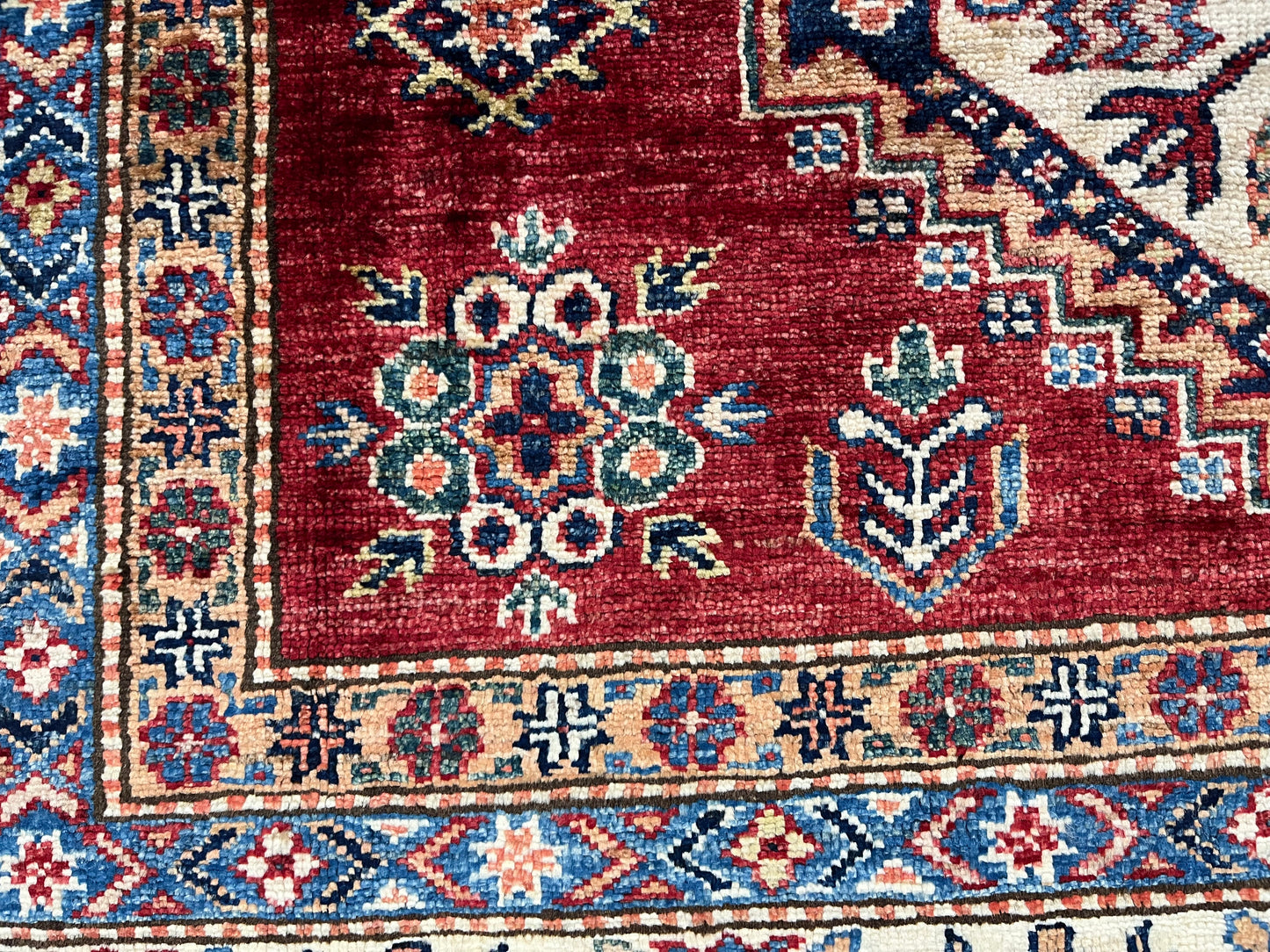 Red Super Kazak 5X7 Handmade Wool Rug # 14590