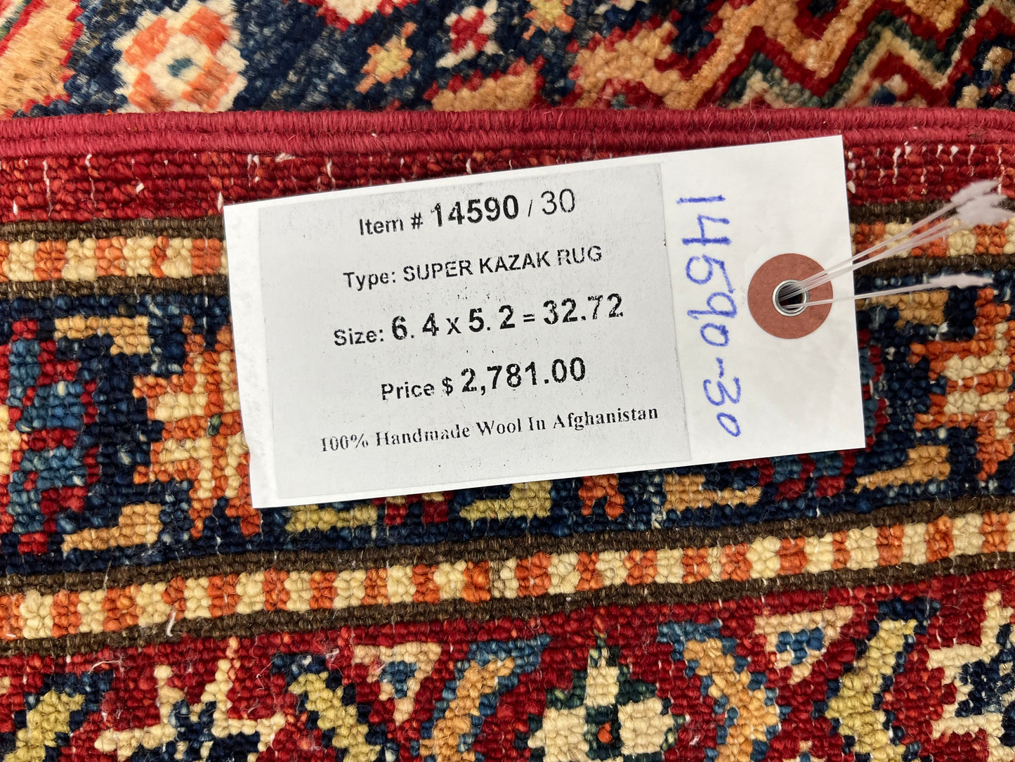 Red Super Kazak 5X7 Handmade Wool Rug # 14590