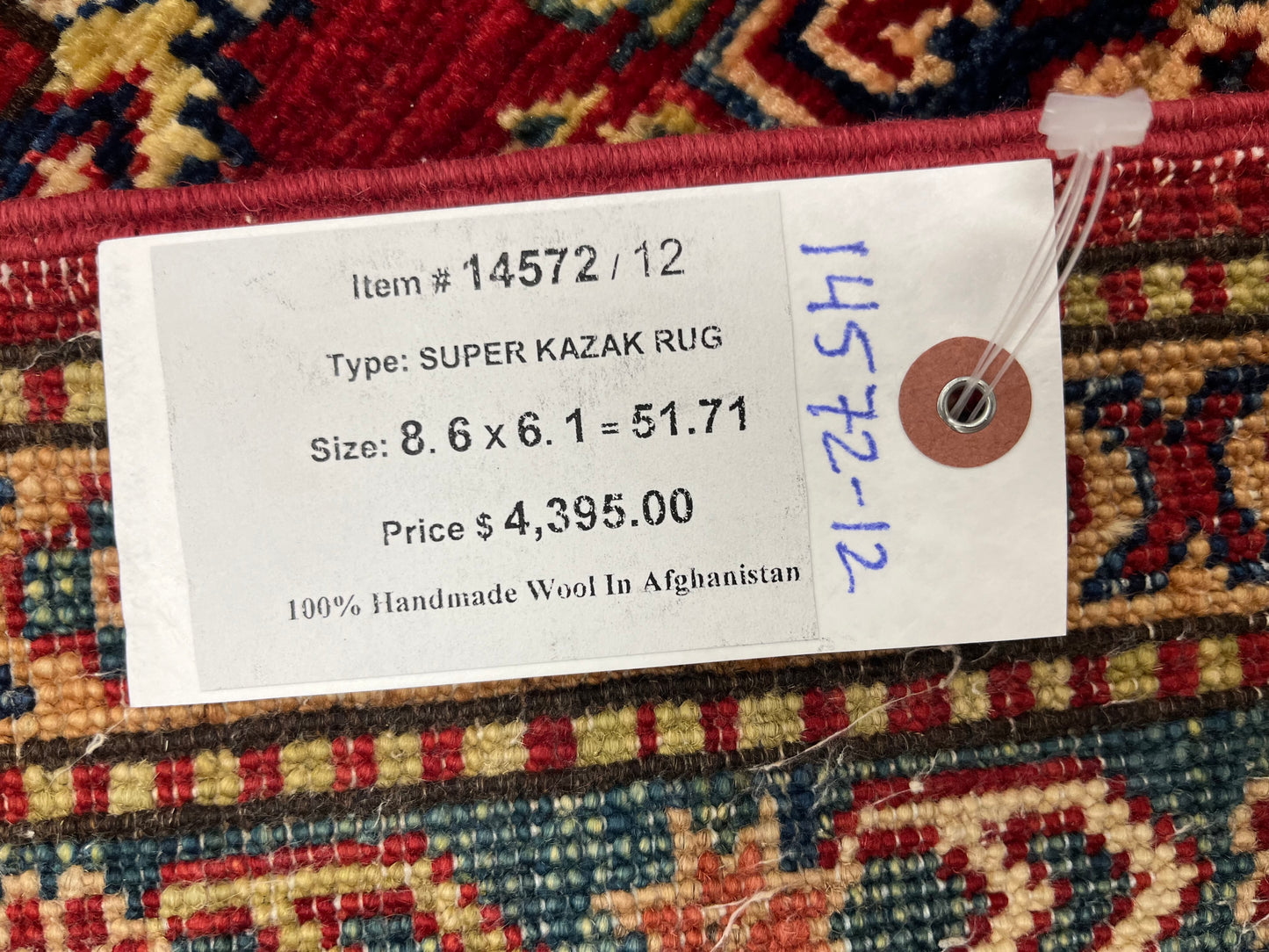 Red Super Kazak 6X9 Handmade Wool Rug # 14572