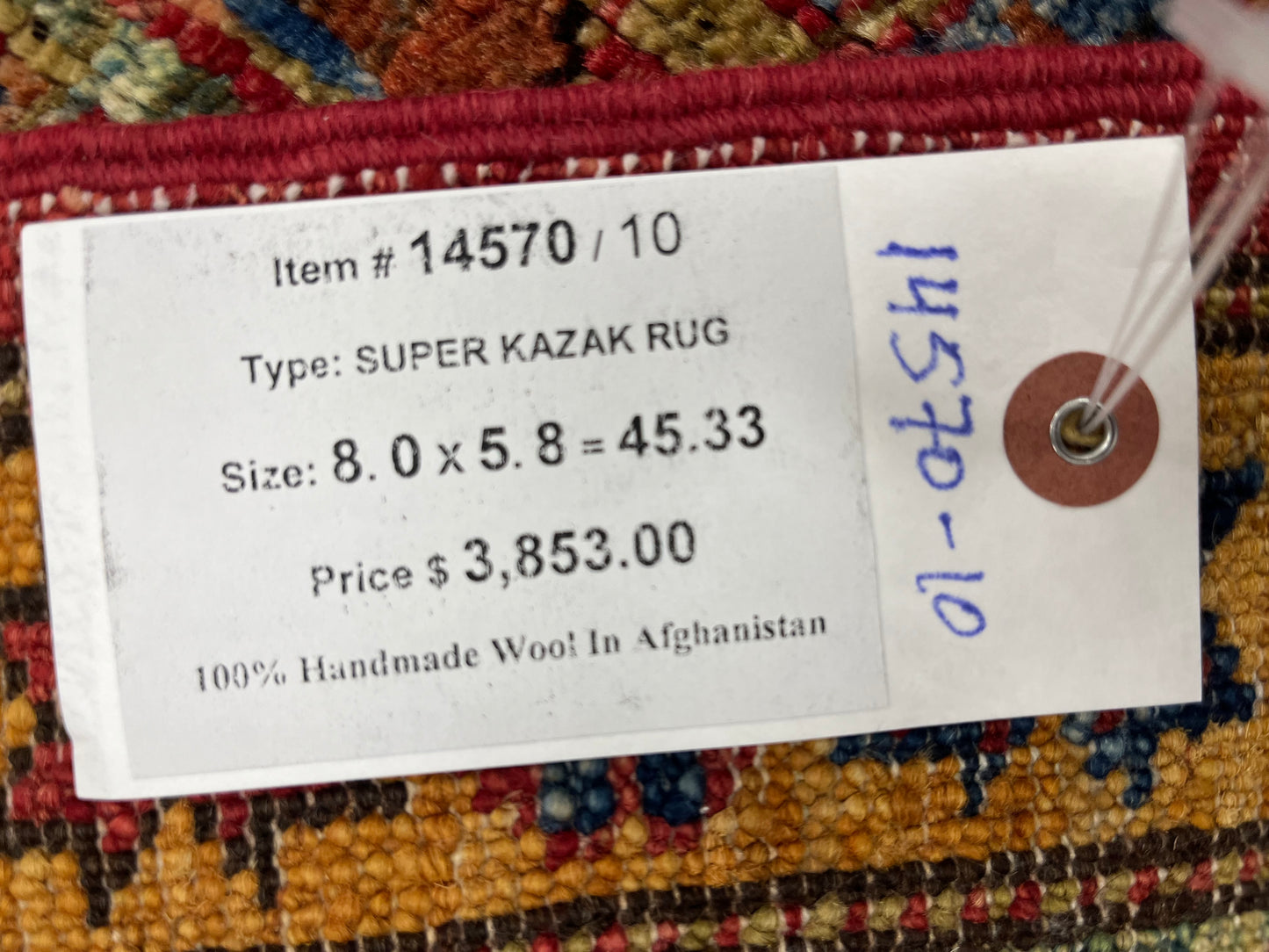 Super Kazak 6X8 Handmade Wool Rug # 14570