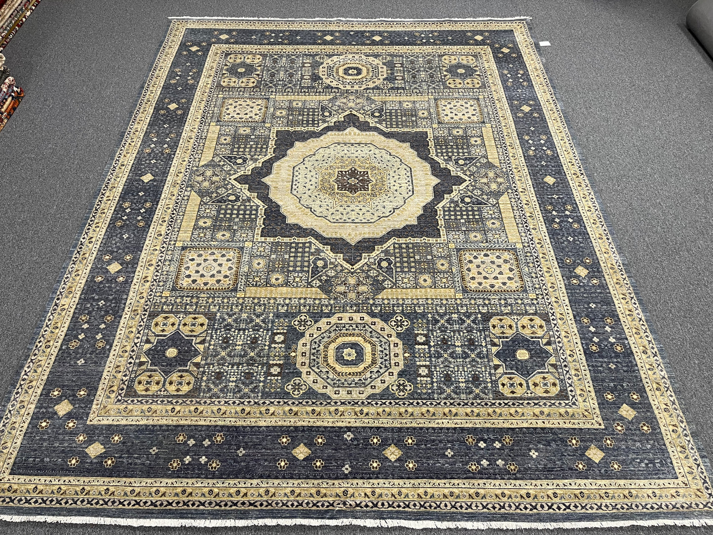 Mamluk 9X12 Gray Multicolor Handmade Wool Rug # 14574