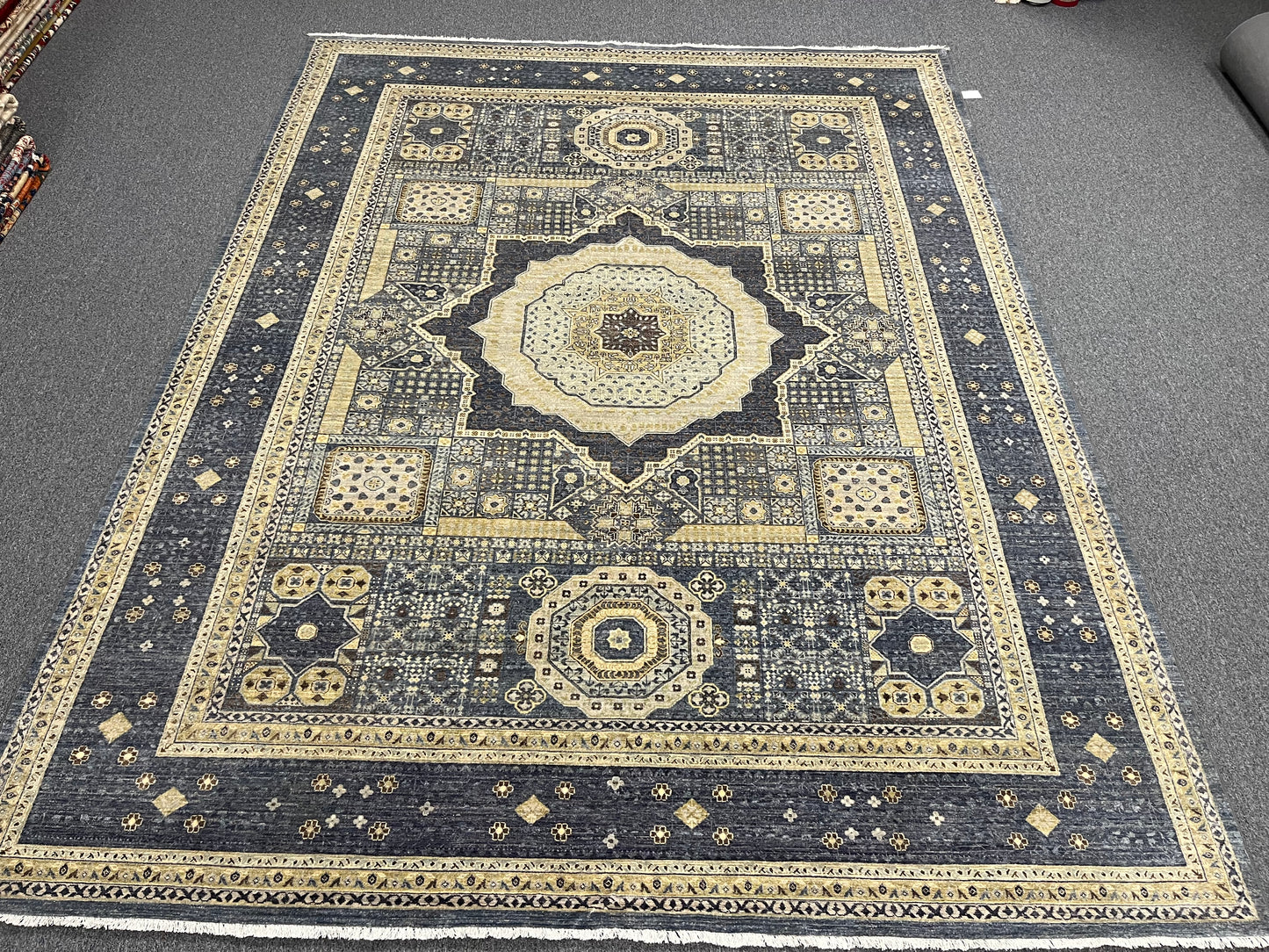 Mamluk 9X12 Gray Multicolor Handmade Wool Rug # 14574