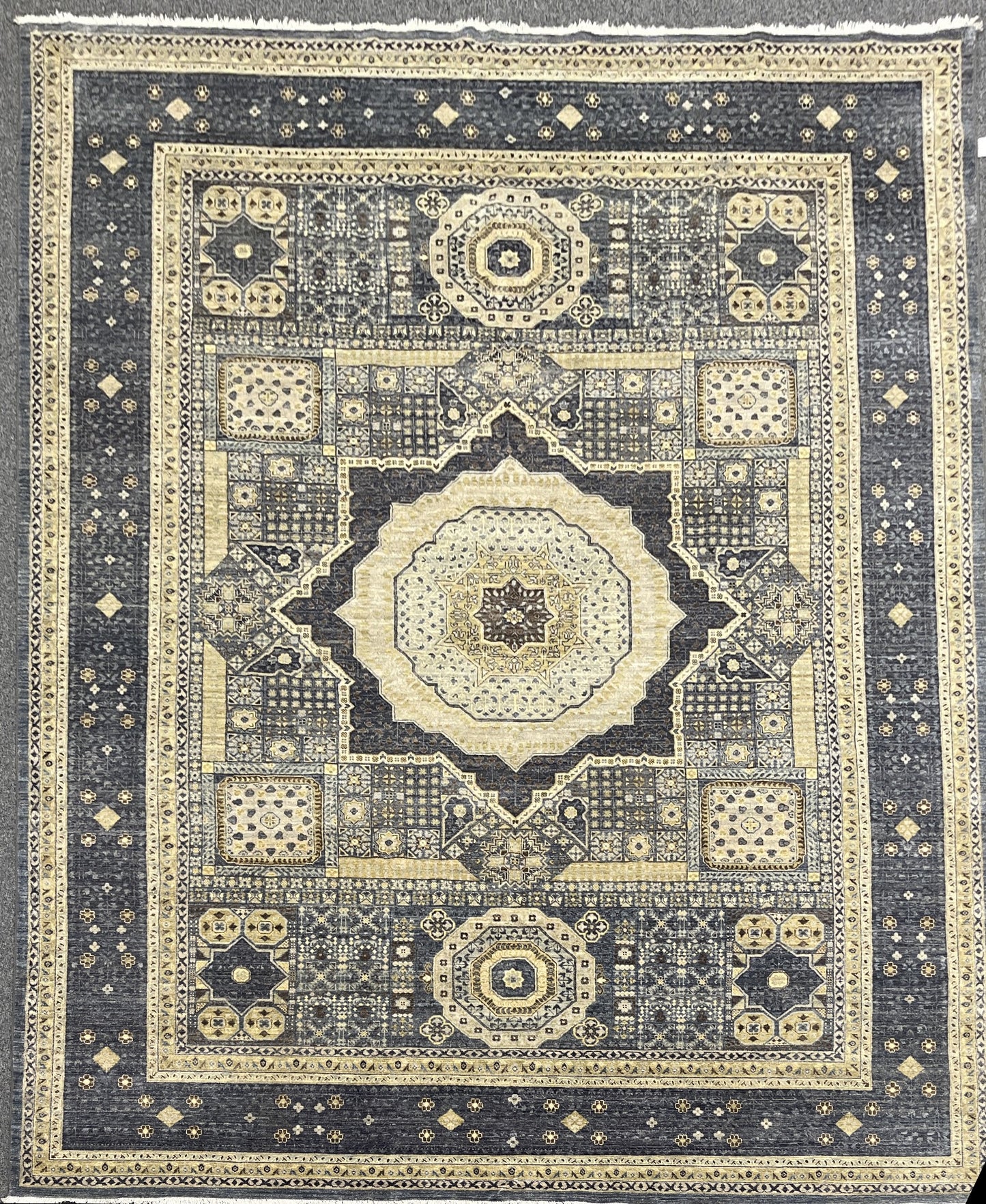 Mamluk 9X12 Gray Multicolor Handmade Wool Rug # 14574