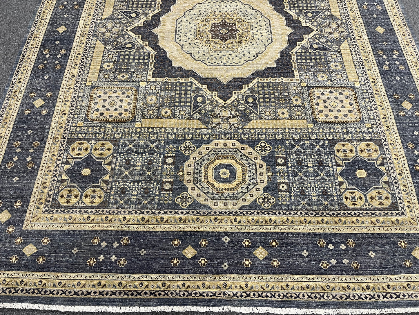 Mamluk 9X12 Gray Multicolor Handmade Wool Rug # 14574