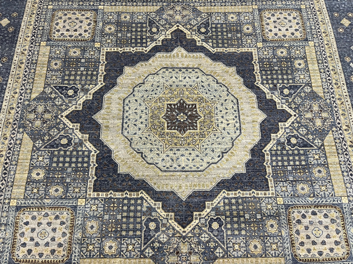 Mamluk 9X12 Gray Multicolor Handmade Wool Rug # 14574